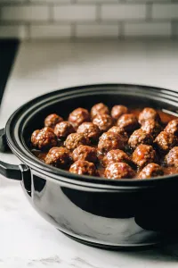 Place frozen meatballs into the slow cooker