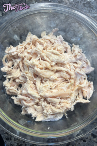 The shredded chicken goes