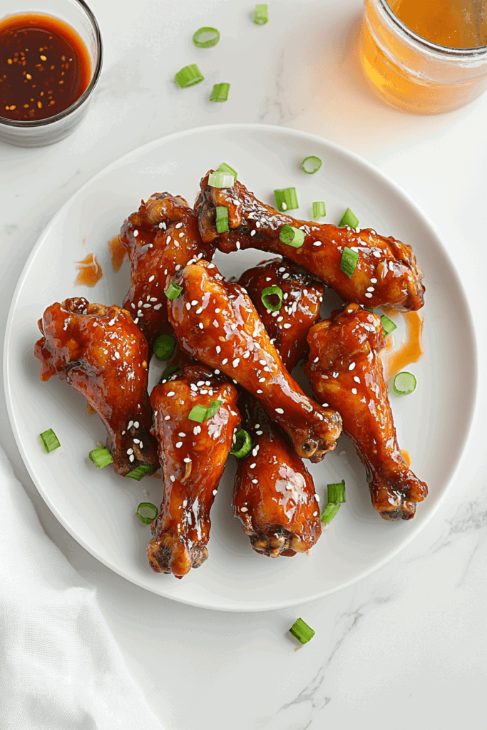 asian-style-drumsticks-served-on-a-plate-with-spring-onion-garnish