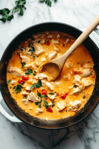 deglaze-with-chicken-stock-and-add-coconut-milk so chicken absorbs the taste easily