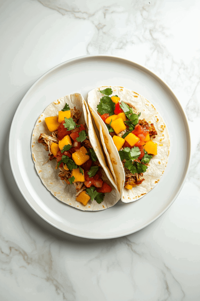 pork-tacos-with-mango-salsa-and-cilantro