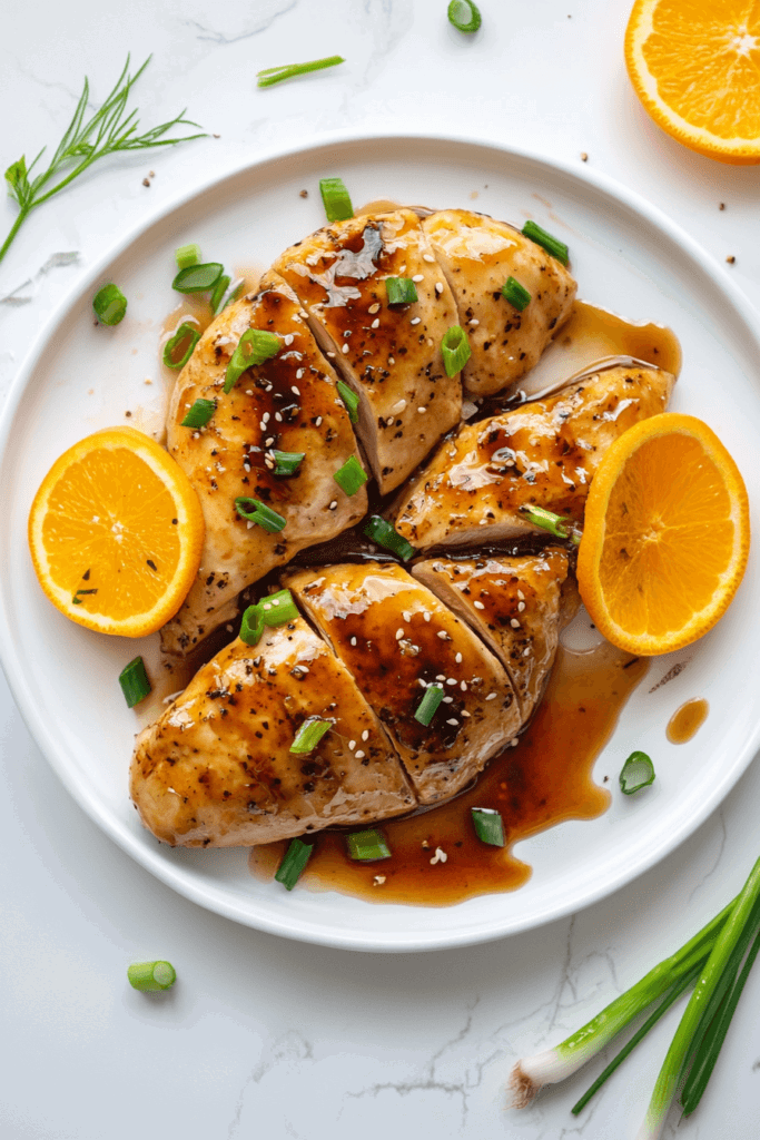 soy-citrus-chicken-served-on-a-plate-with-orange-slices-and-cilantro