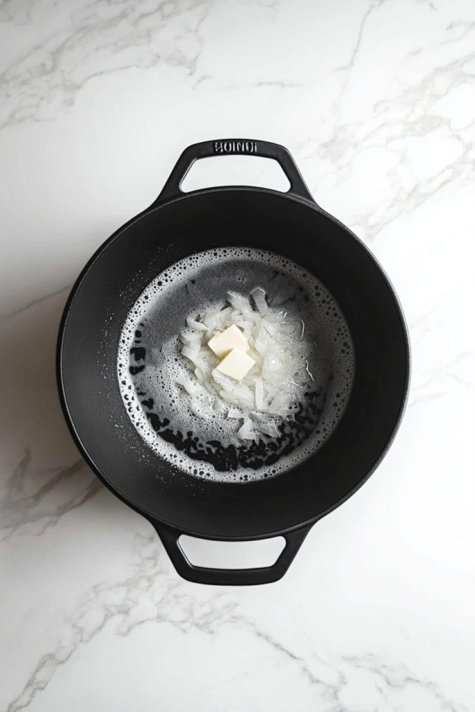 top-down-black-dutch-oven-sauteed-onions-garlic-on-white-marble-7967184-683x1024