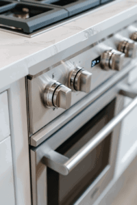 This image shows the oven being preheated to the desired temperature, preparing for the baking process of the Vegan Sugar Cream Pie.