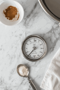 An image showing an oven being preheated to the required temperature, the first step in preparing the old-fashioned vegan custard pie recipe.
