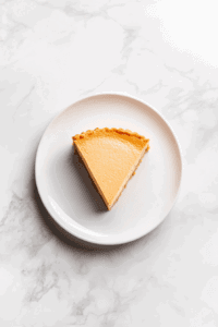 This image shows the vegan and gluten-free pumpkin pie baking in the oven, with the filling setting and the crust turning golden brown.