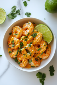 This image shows shrimp being tossed in a bowl with the creamy Bang Bang sauce, ready to be served and garnished.