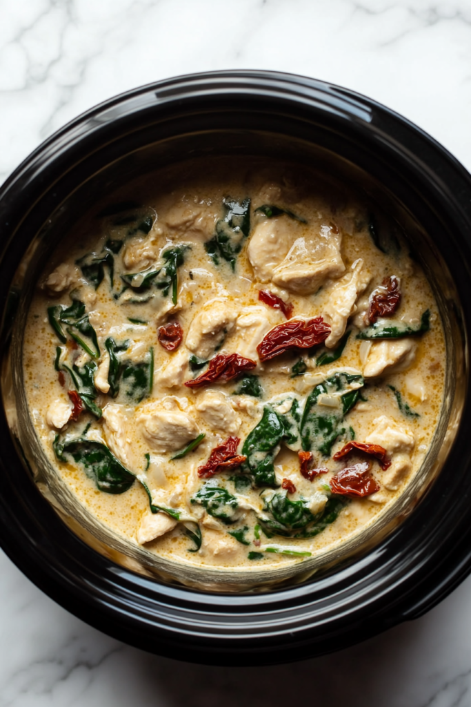 wilted-spinach-blending-into-the-creamy-sauce-of-crockpot-tuscan-chicken-7623659-683x1024