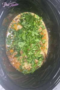 chopped spinach to the crockpot
