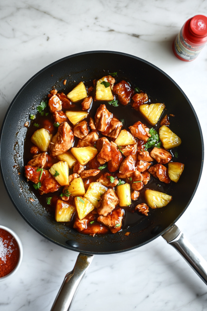 adding-teriyaki-sauce-and-sriracha-to-the-skillet-with-chicken-and-pineapple-6549273-683x1024