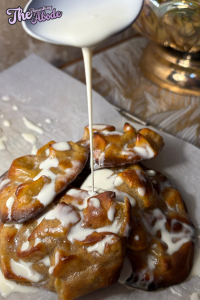 Drizzle glaze over the warm fritters