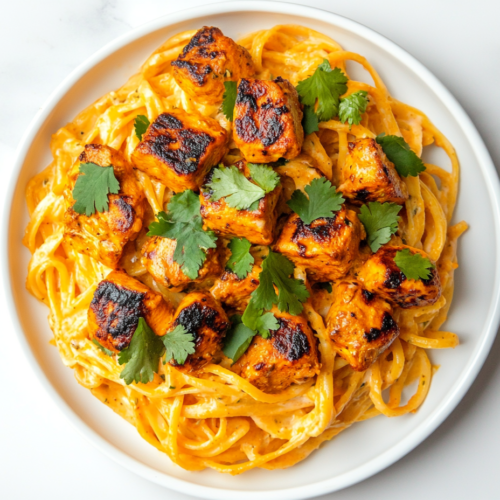chicken-tikka-alfredo-served-on-a-white-plate-with-smoky-crispy-chicken-and-fresh-cilantro