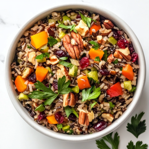 This image shows a baking sheet lined with parchment paper, ready for roasting nuts or vegetables to enhance the flavor of wild rice pilaf.