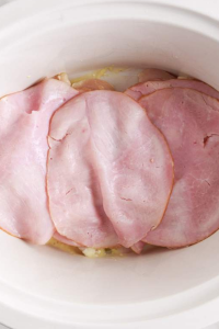 Lay two slices of ham