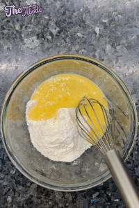 Pour the wet mixture into the dry ingredients