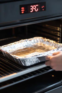 preparing-the-dish-for-baking-with-foil-cover