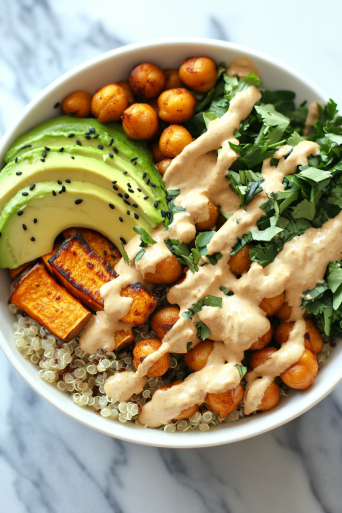 rainbow-grain-bowl-with-cashew-tahini-sauce