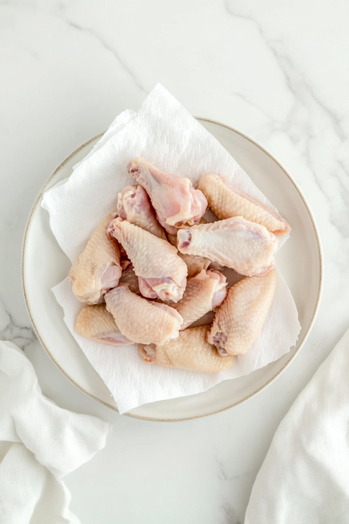raw-chicken-wings-being-patted-dry-on-a-cutting-board-before-seasoning-and-baking-3824833-683x1024