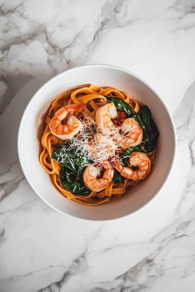 spinach-shrimp-fettuccine