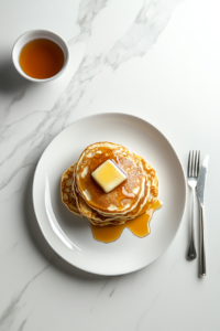 stacking-buttermilk-pancakes-with-butter-and-maple-syrup-on-a-plate