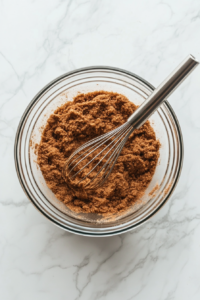 A bowl filled with a fragrant blend of cinnamon, brown sugar, and cornstarch, being mixed together to create a thick and flavorful apple pie filling base.