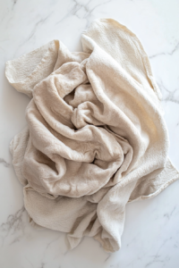 This image shows freshly warmed tortillas being wrapped in a soft kitchen towel, keeping them warm and ready for assembling the Buffalo chicken tacos.