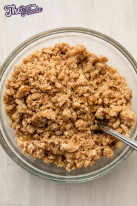 another bowl, mix flour, brown sugar, cinnamon