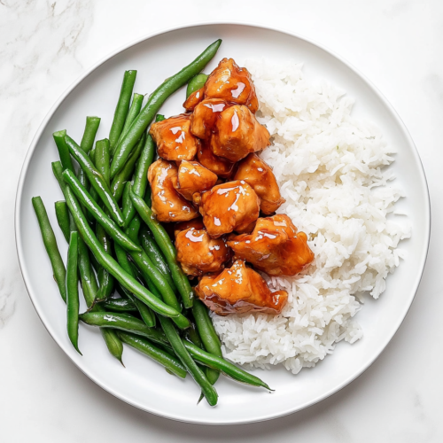 honey-bourbon-chicken-served-in-white-bowl-on-rice