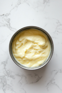 This image shows the custard cooling at room temperature before being placed in the refrigerator.