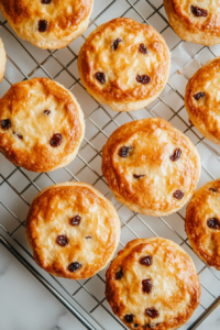 This image shows freshly baked soul cakes cooling on a wire rack, allowing them to set and reach the perfect temperature for serving.