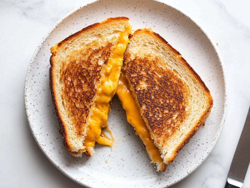 crispy-golden-brown-grilled-cheese-sandwich-filled-with-melted-cheese-on-a-white-plate