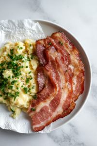 draining-and-crumbling-the-bacon-into-bite-sized-pieces