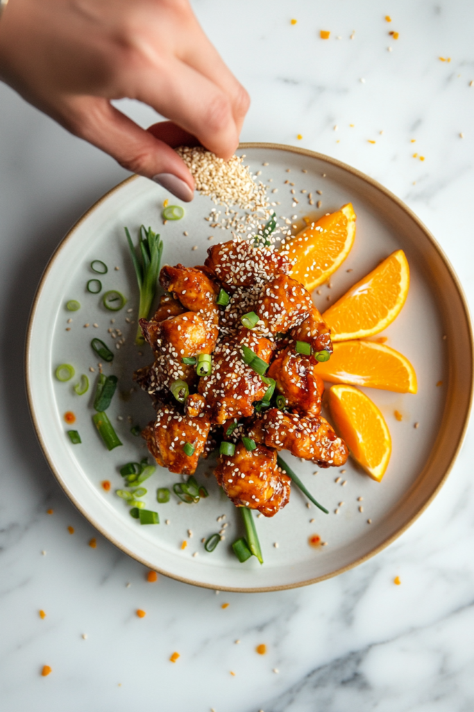 garnishing-crockpot-orange-chicken-with-sesame-seeds-and-green-onions-3535041-683x1024