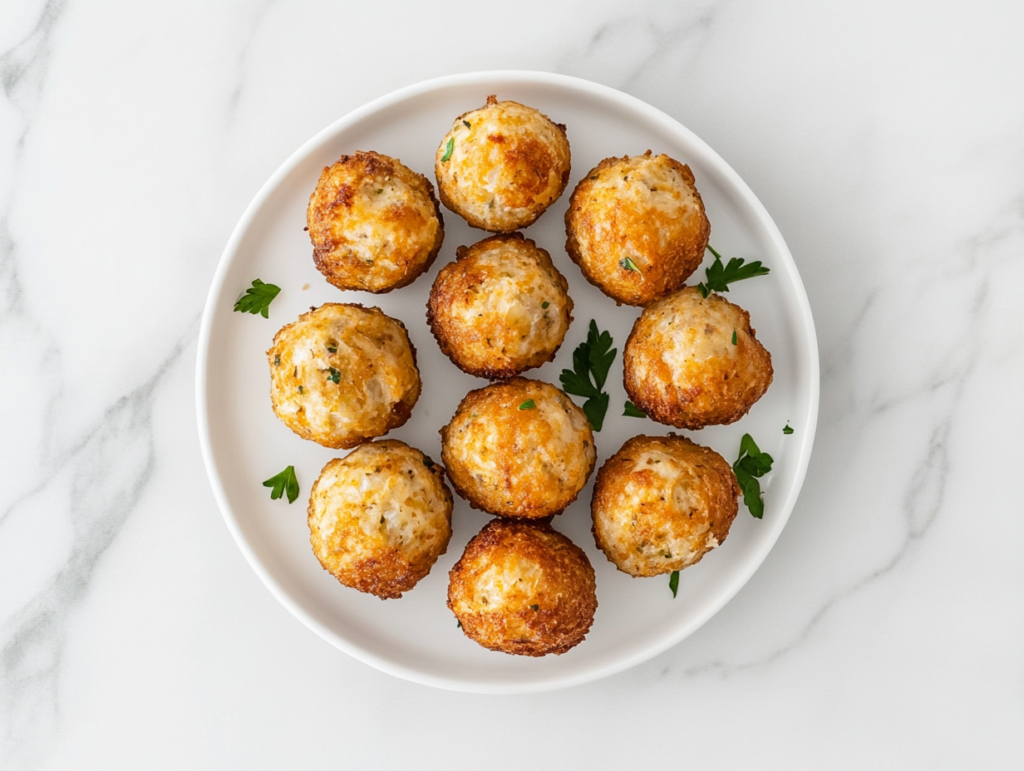 golden-brown-crispy-stuffing-balls-topped-with-fresh-cilantro-on-a-white-plate
