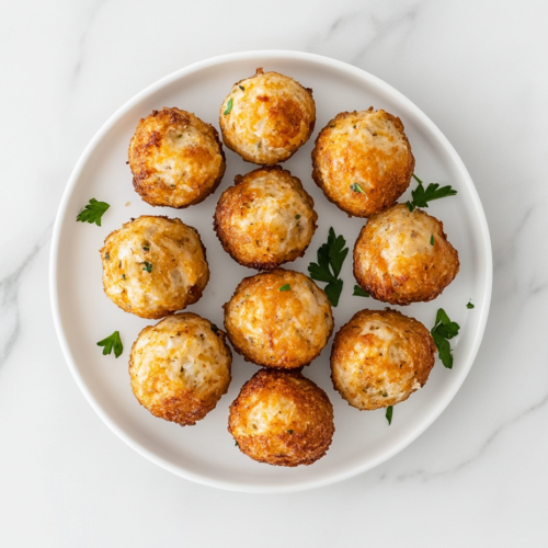 golden-brown-crispy-stuffing-balls-topped-with-fresh-cilantro-on-a-white-plate