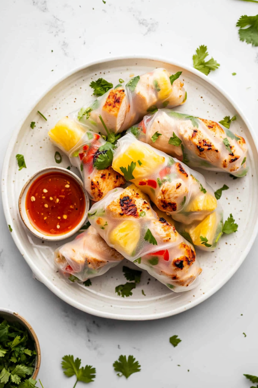 grilled-chicken-and-pineapple-spring-rolls