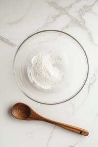 This image shows ghee being added to the dry mixture, helping to create a soft, crumbly texture before kneading the Gulab Jamun dough.