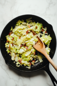 sauteing-cabbage-and-onion-in-butter-for-irish-colcannon