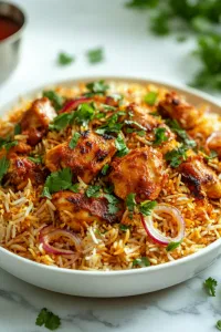 Serving the tasty briyani