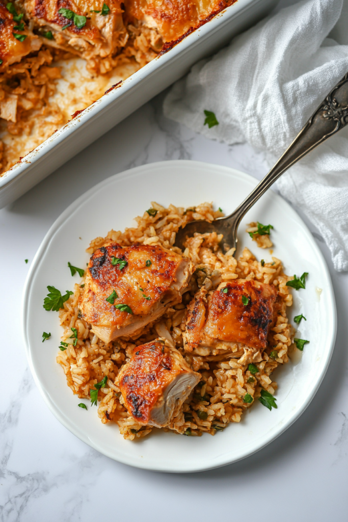 slicing-and-serving-a-portion-of-chicken-and-rice-casserole-9307731-683x1024
