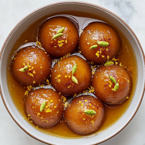 This image shows the dry ingredients being mixed together, including flour, milk powder, and baking soda, to form the base of the Gulab Jamun dough.