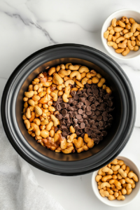 adding-roasted-peanuts-to-crock-pot-for-extra-crunch-top-down-view