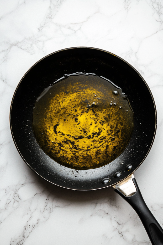 black-skillet-with-olive-oil-on-white-marble-cooktop-9925014-683x1024