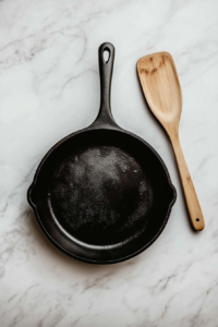 This image shows a skillet being heated to the ideal temperature for cooking the salmon bites to crispy perfection.