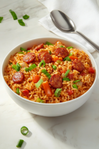 This image shows Popeye Cajun Rice being served in a bowl, ready to enjoy with a satisfying combination of flavors and textures.