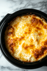 This image shows the Crockpot in action as the casserole slowly cooks, allowing the flavors to meld together and the cheese to melt perfectly.