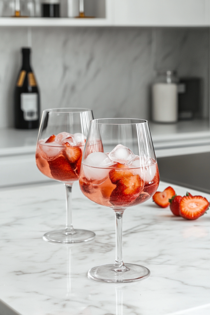 top-down-shot-of-strawberry-party-punch-being-served-in-glasses-with-fresh-fruit-garnish