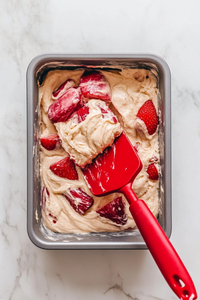 topping-the-strawberry-rhubarb-bread-batter-with-crumble-before-baking-1850653-683x1024