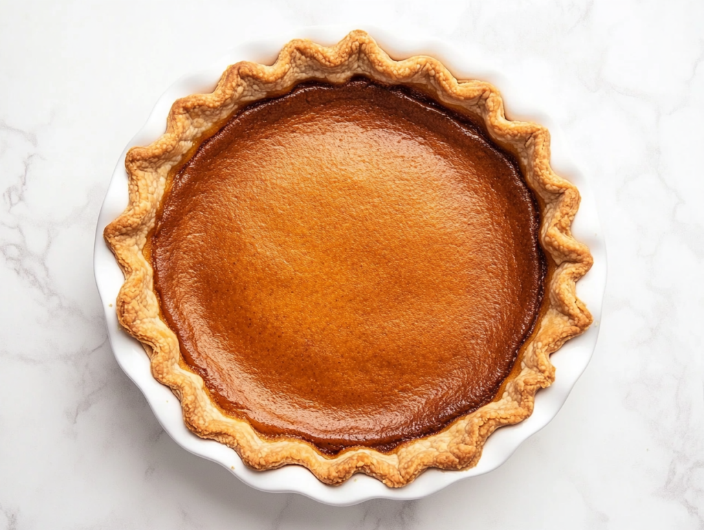 pumpkin-pie-golden-brown-with-crispy-brown-edges-in-a-round-white-baking-tray
