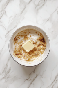 This image shows the dough reaching a coarse sand texture as ice cold water is gently mixed in the food processor.